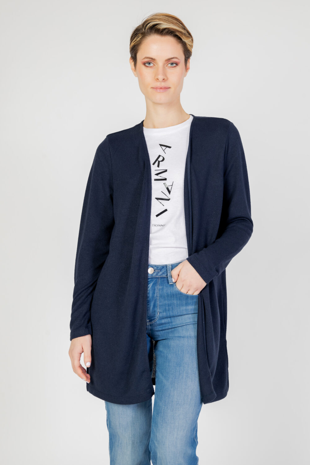 Cardigan Street One knit look long jacket w.slits Blu - Foto 1