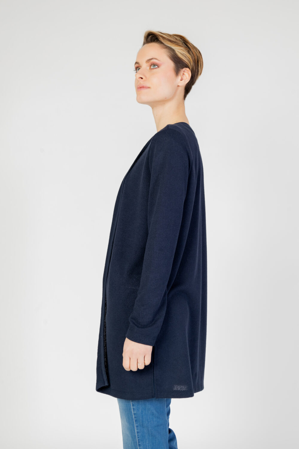 Cardigan Street One knit look long jacket w.slits Blu - Foto 4