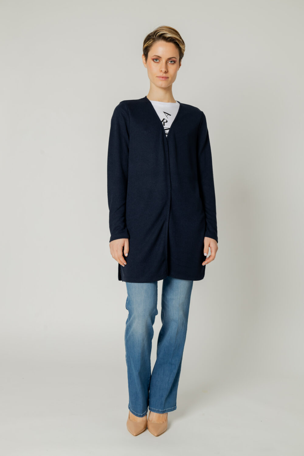 Cardigan Street One knit look long jacket w.slits Blu - Foto 5