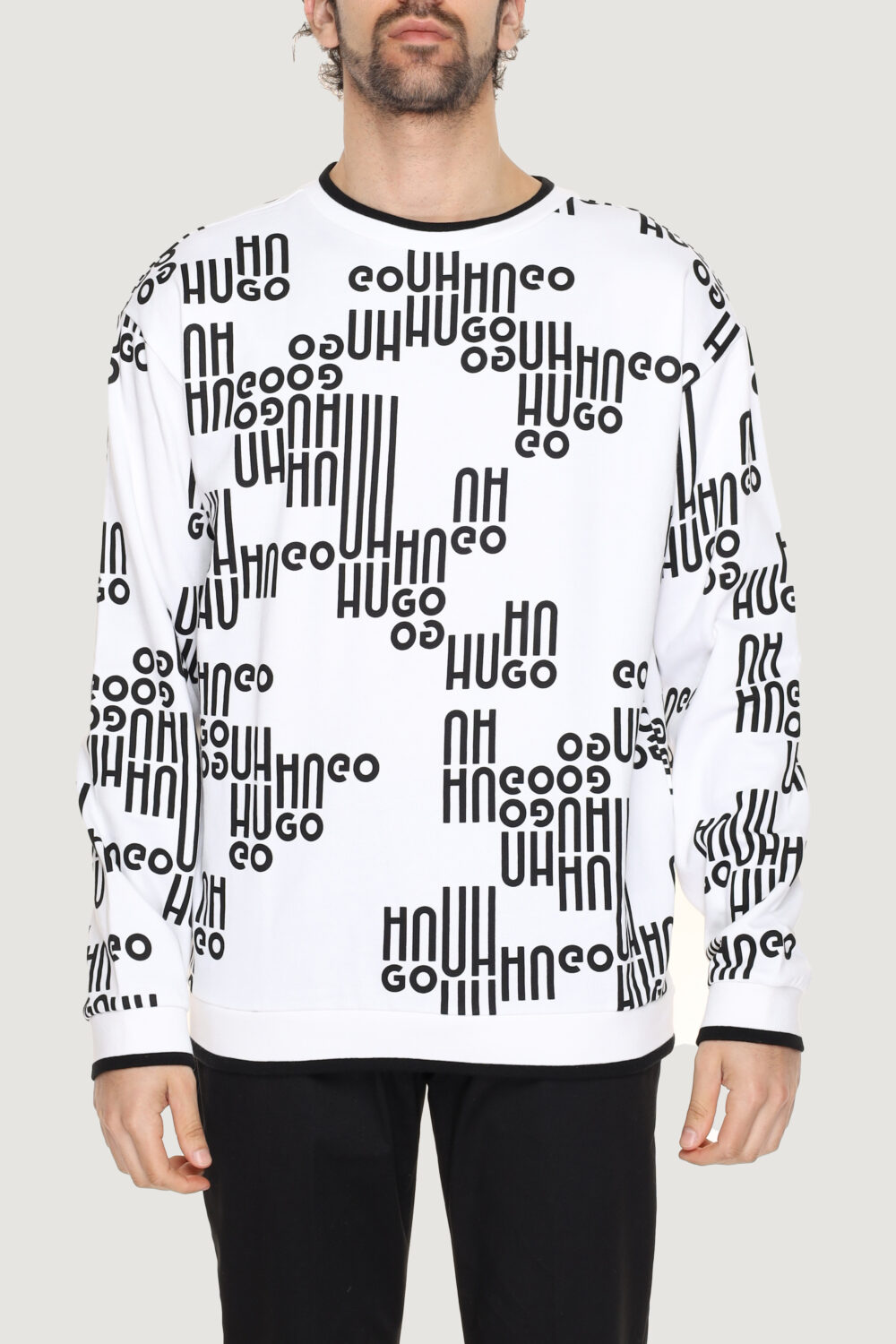 Felpa senza cappuccio Hugo acid aop sweatshirt 10245059 01 Bianco - Foto 1