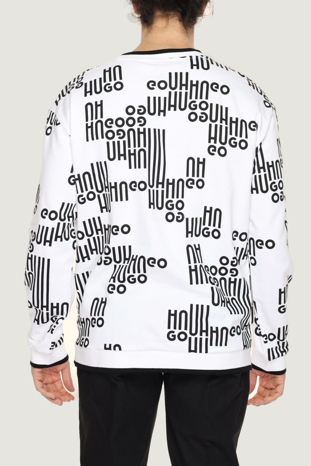 Felpa senza cappuccio Hugo acid aop sweatshirt 10245059 01 Bianco - Foto 2