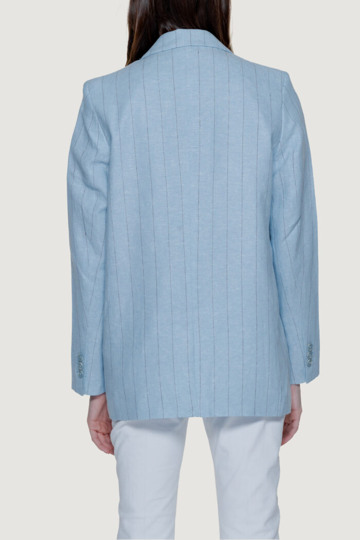 Giacca Vero Moda vmmindy ls loose pinstripe linen Blu Chiaro