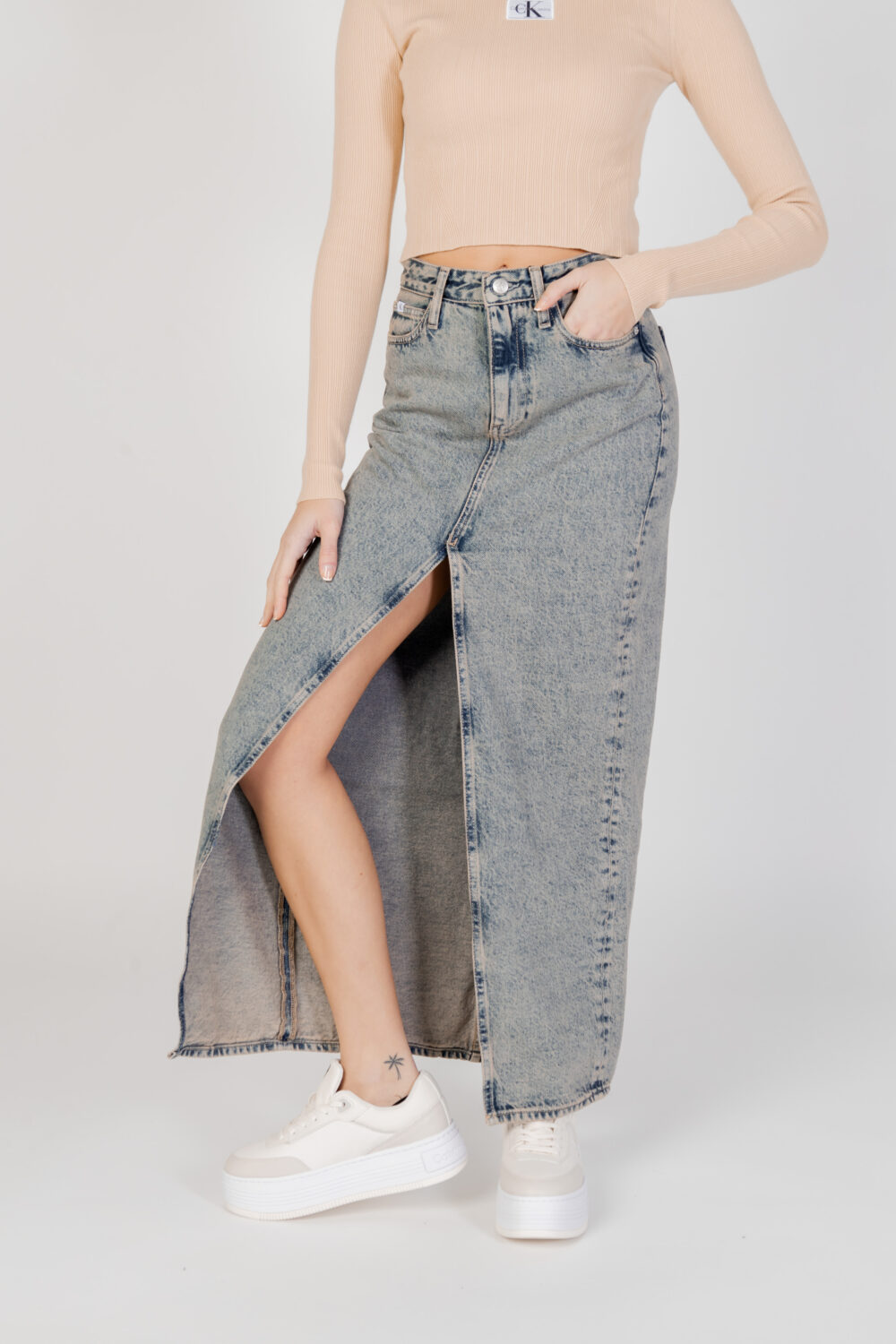 Gonna lunga Calvin Klein Jeans front split maxi Denim - Foto 1