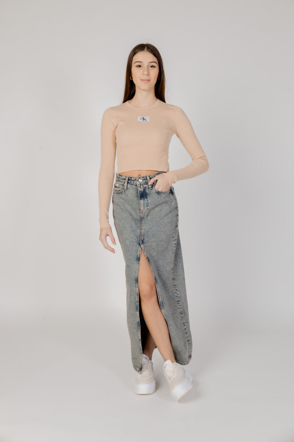 Gonna lunga Calvin Klein Jeans front split maxi Denim - Foto 2