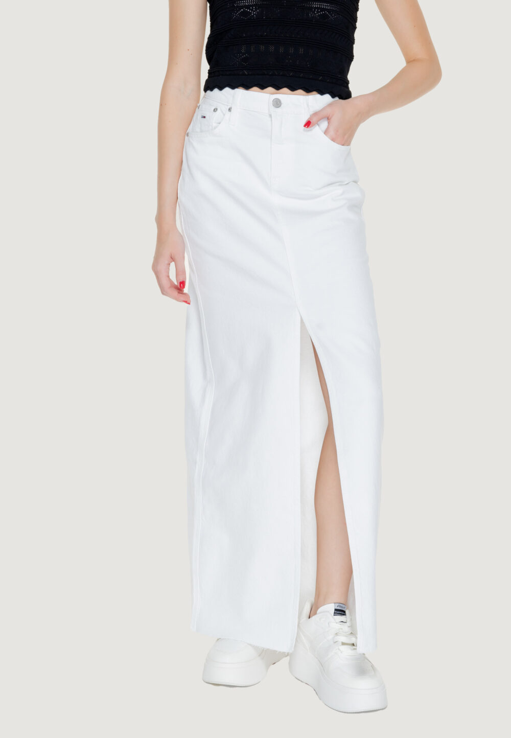 Gonna lunga Tommy Hilfiger Jeans claire hgh maxi Bianco - Foto 1