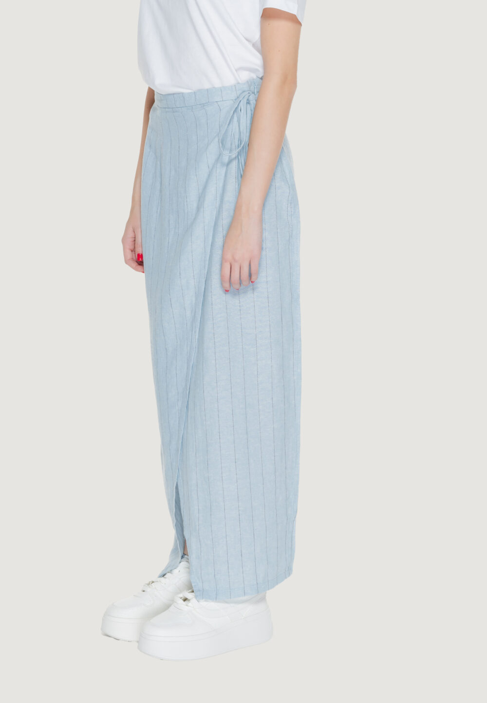 Gonna lunga Vero Moda vmmindy hw long wrap pin linen Blu Chiaro - Foto 3