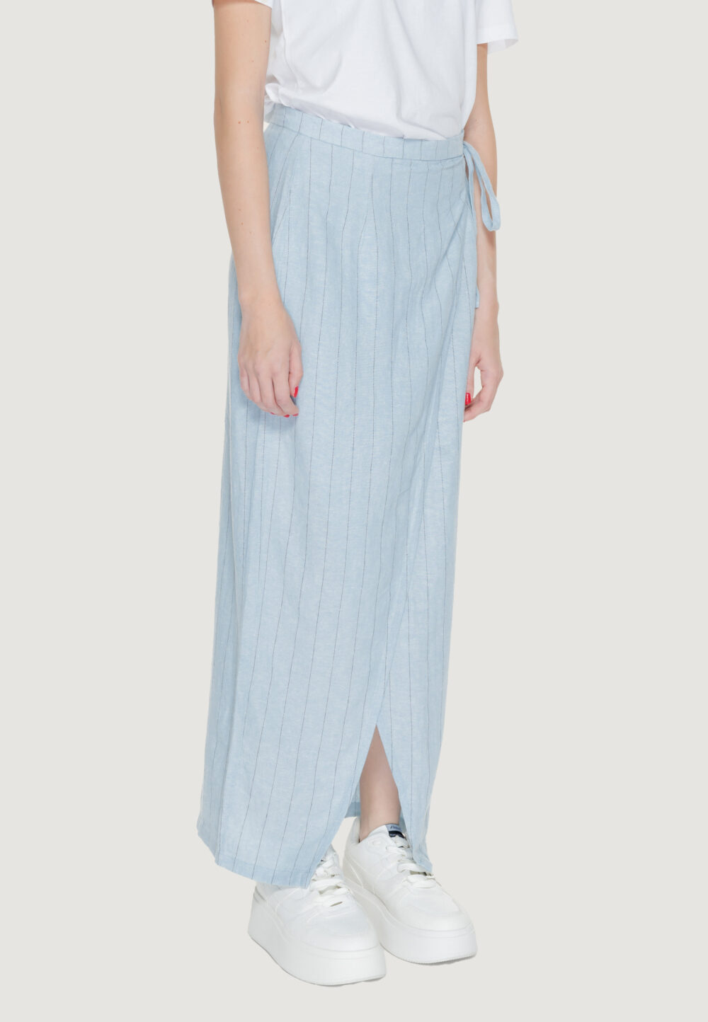 Gonna lunga Vero Moda vmmindy hw long wrap pin linen Blu Chiaro - Foto 4