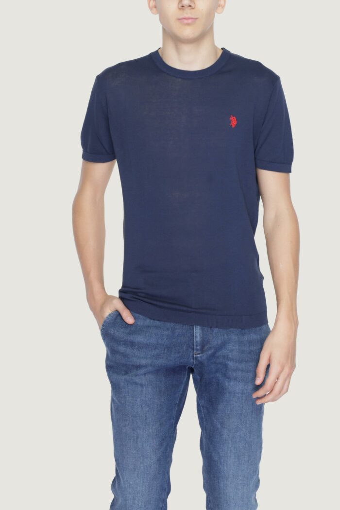 Maglia in filo manica corta U.S. Polo Assn. ike Blu