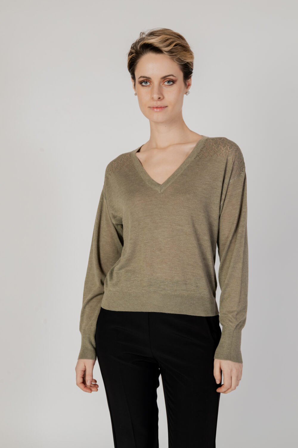 Maglia Jacqueline de Yong jdybente l/s v-neck lace knt VERDE SALVIA - Foto 1