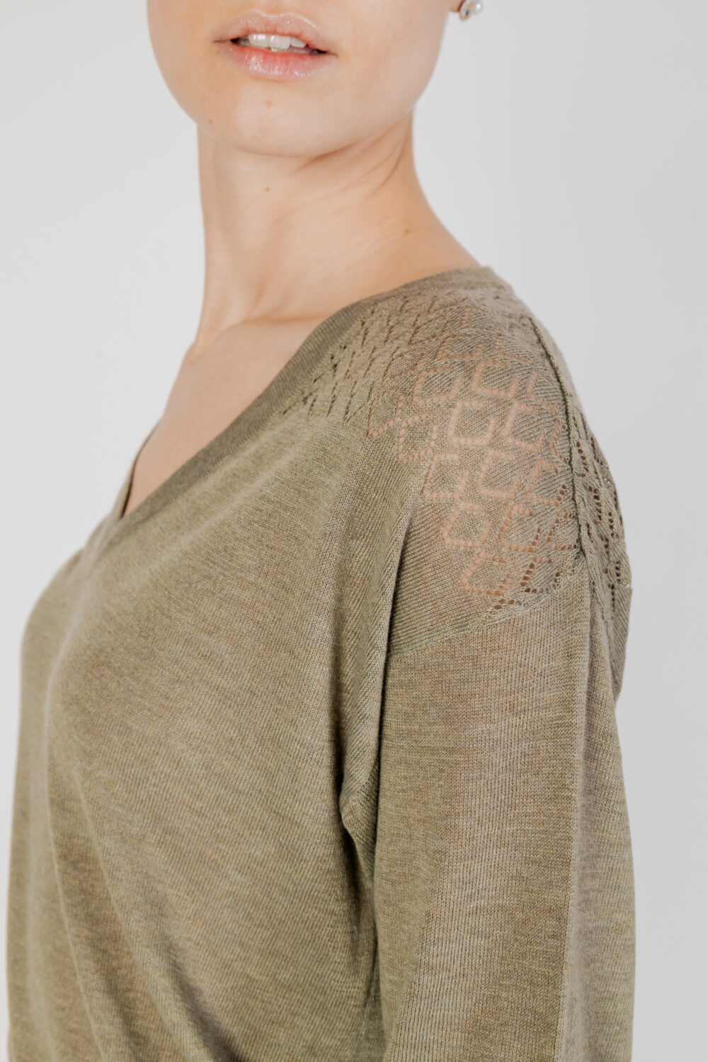 Maglia Jacqueline de Yong jdybente l/s v-neck lace knt VERDE SALVIA - Foto 2