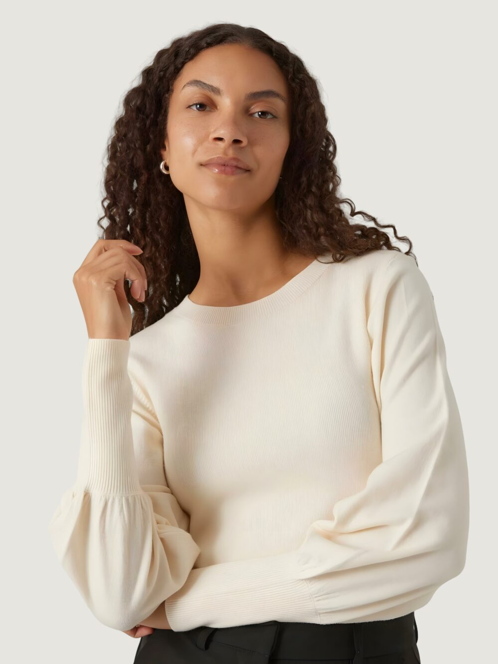 Maglia Vero Moda vmhollykarispuff ls o-neck ga boo Beige - Foto 2