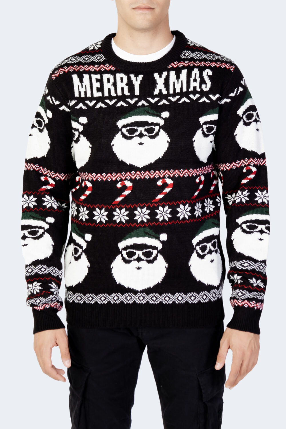 Maglione Only & Sons onsxmas santa jaq reg crew knit 3994 Nero - Foto 1