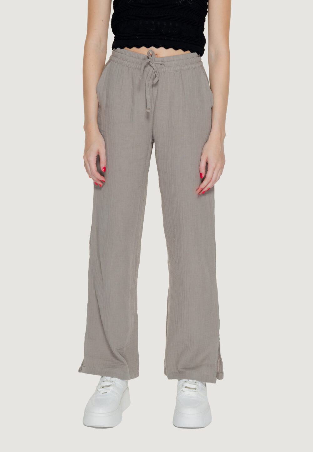 Pantaloni a palazzo Jacqueline de Yong jdytheis life wide slit pant wvn noos Beige scuro - Foto 1