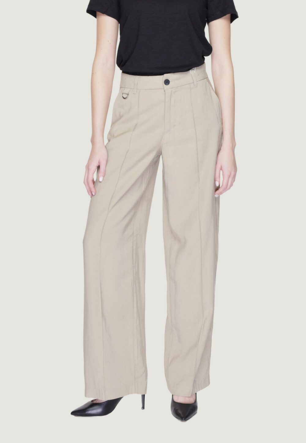 Pantaloni a palazzo Only onlaris life hw wide tlr Beige - Foto 1