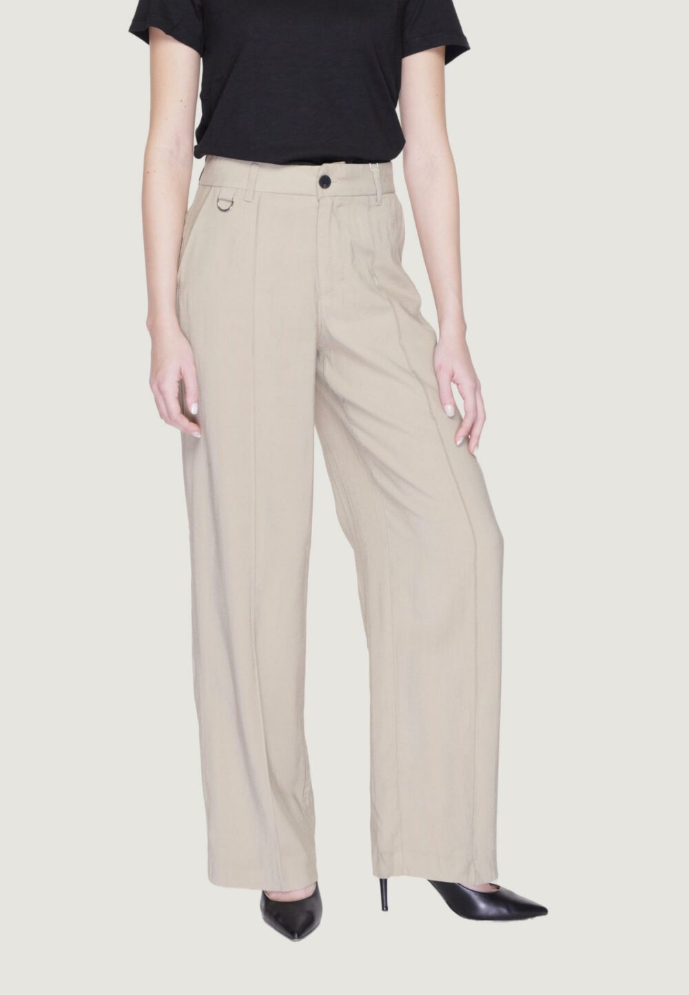 Pantaloni a palazzo Only onlaris life hw wide tlr Beige - Foto 3