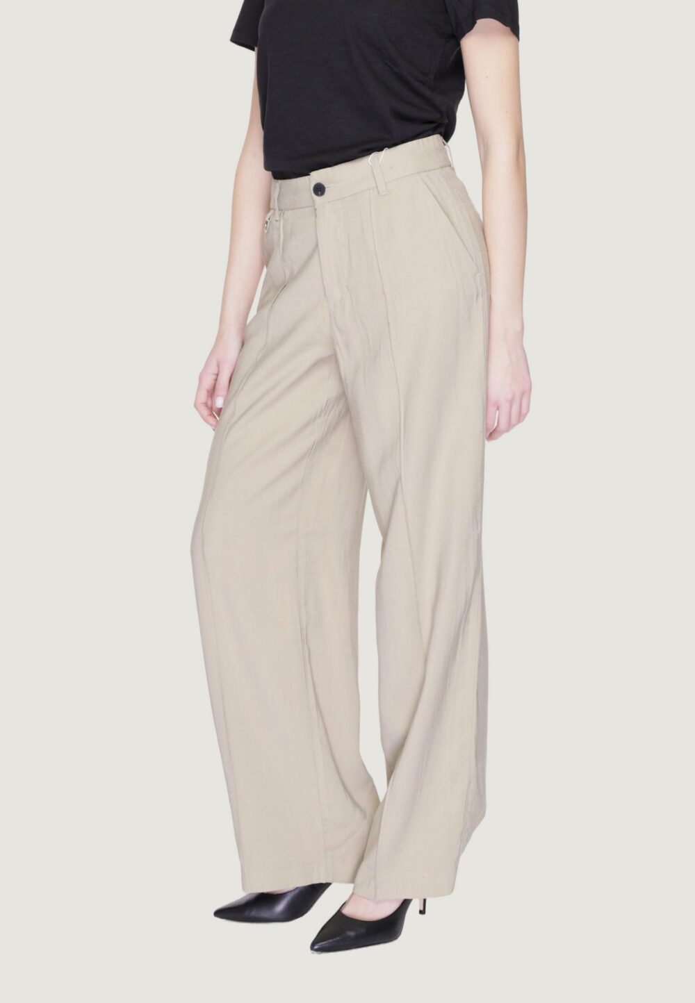 Pantaloni a palazzo Only onlaris life hw wide tlr Beige - Foto 4