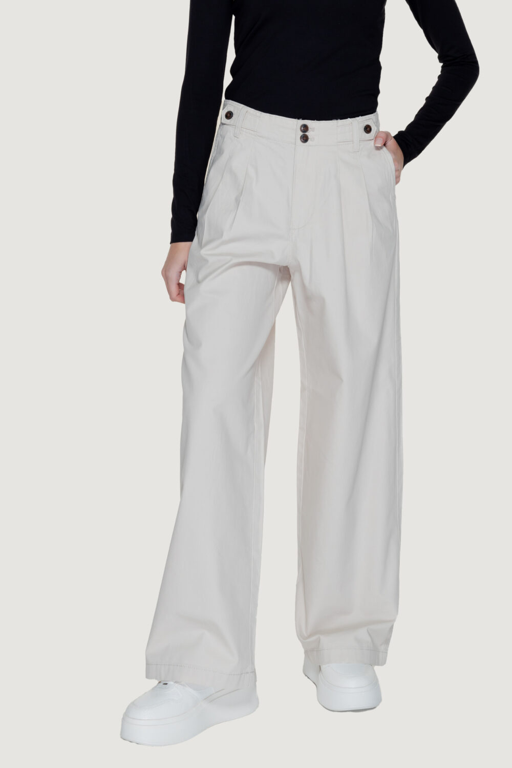 Pantaloni a palazzo Only onlettie hw pleat wide cc Beige chiaro - Foto 1