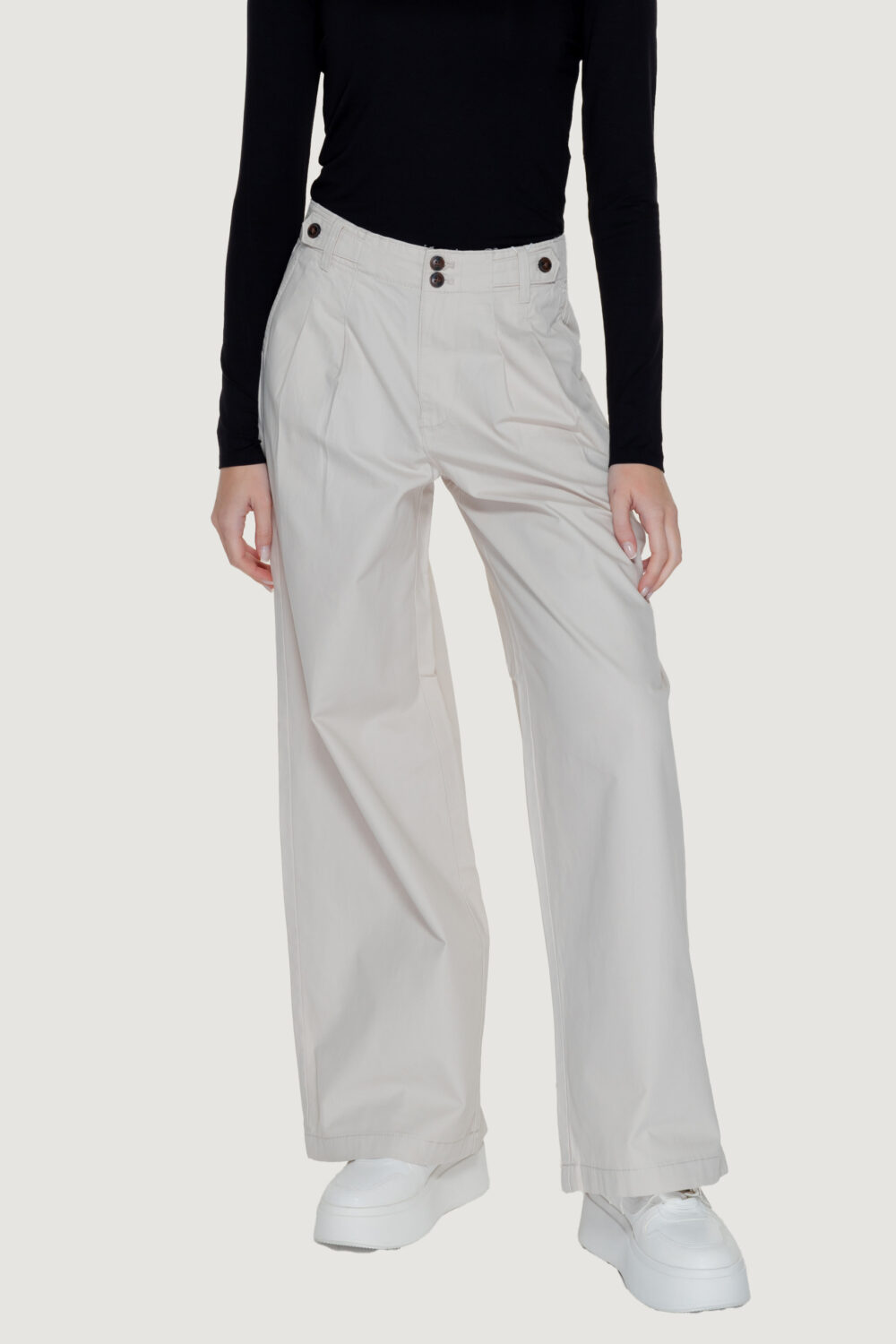 Pantaloni a palazzo Only onlettie hw pleat wide cc Beige chiaro - Foto 4