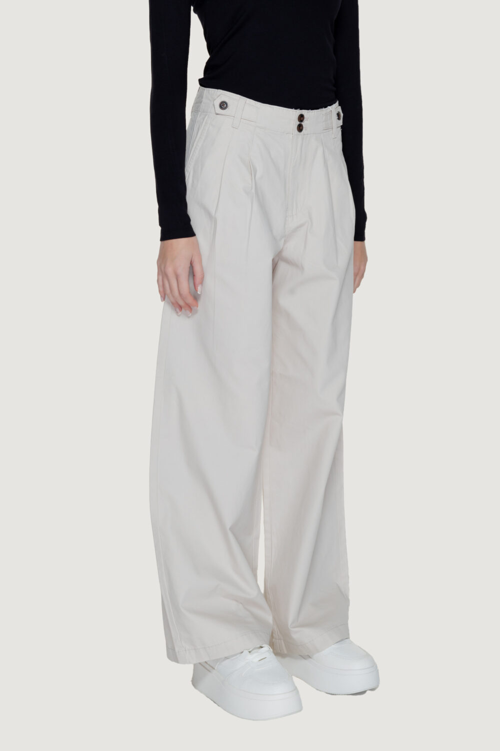 Pantaloni a palazzo Only onlettie hw pleat wide cc Beige chiaro - Foto 5