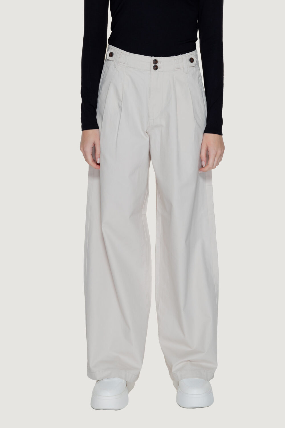 Pantaloni a palazzo Only onlettie hw pleat wide cc Beige chiaro - Foto 6