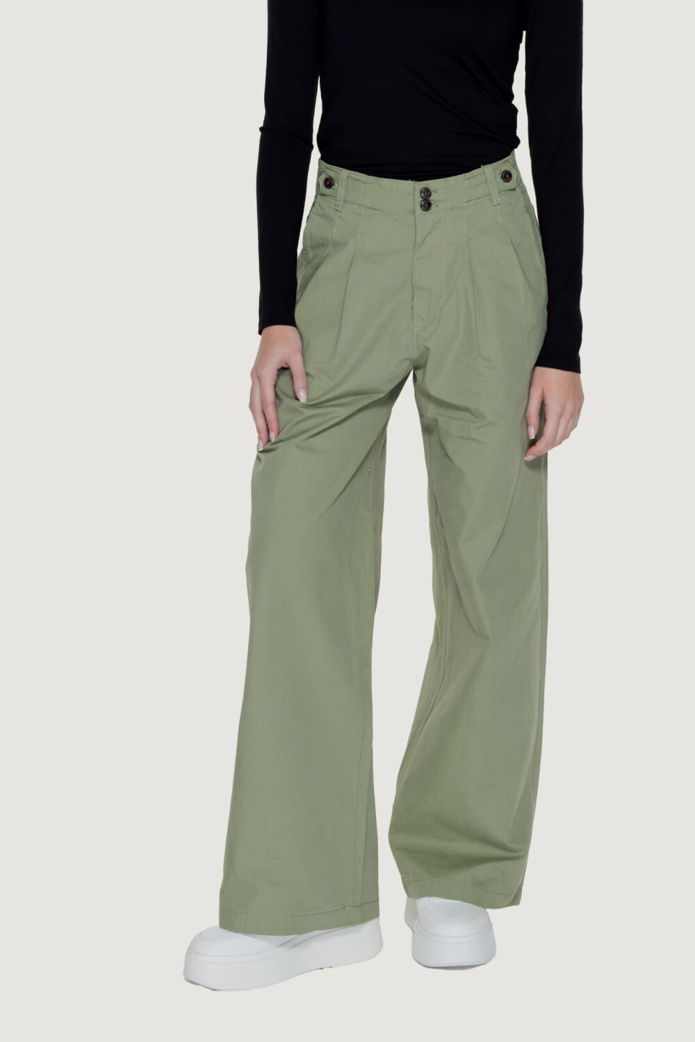 Pantaloni a palazzo Only onlettie hw pleat wide cc Verde Oliva - Foto 1