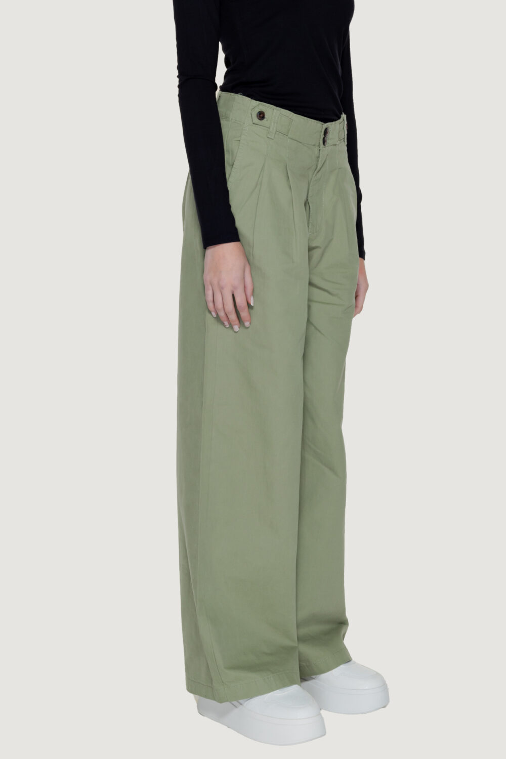 Pantaloni a palazzo Only onlettie hw pleat wide cc Verde Oliva - Foto 3