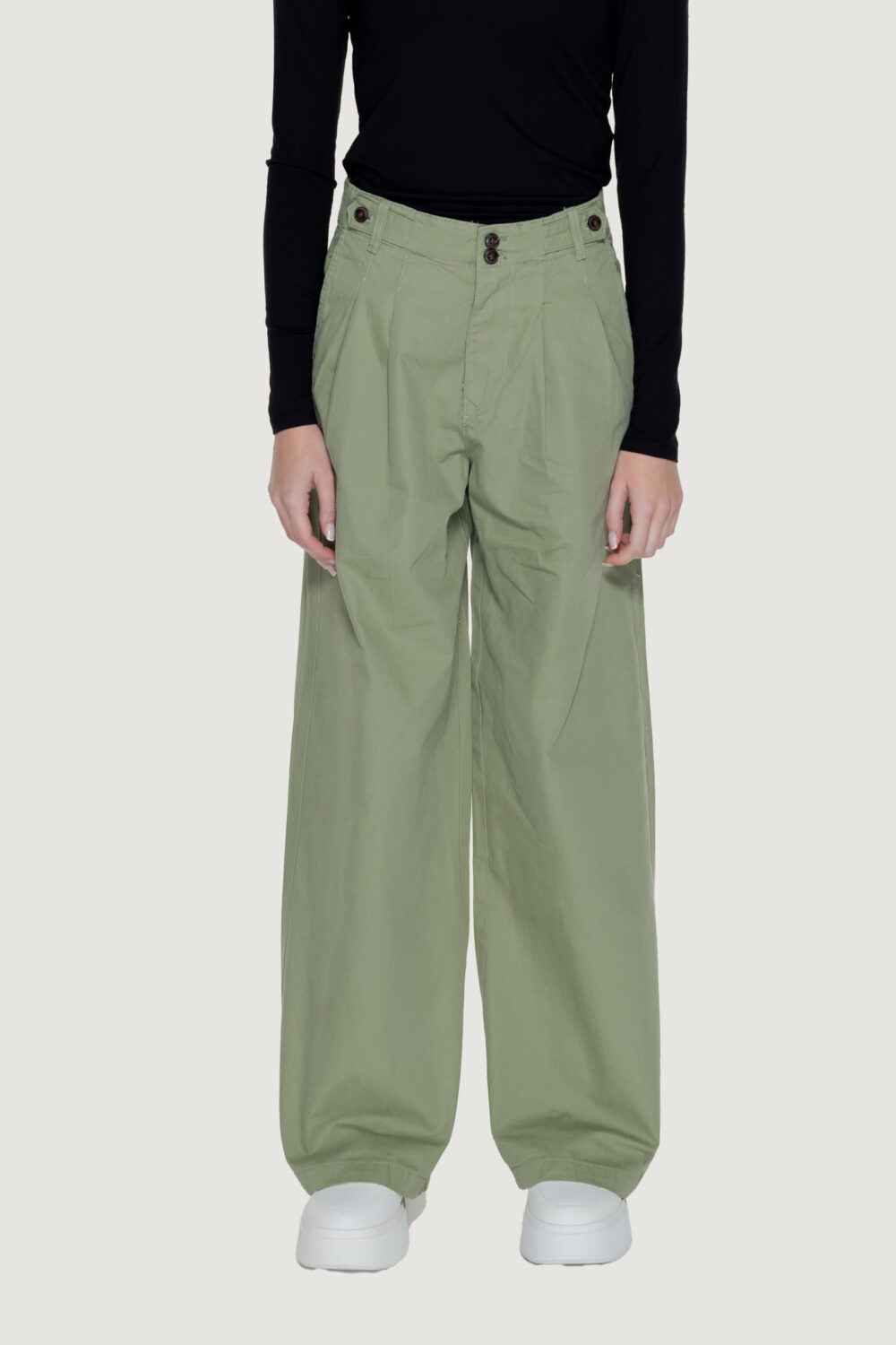 Pantaloni a palazzo Only onlettie hw pleat wide cc Verde Oliva - Foto 4