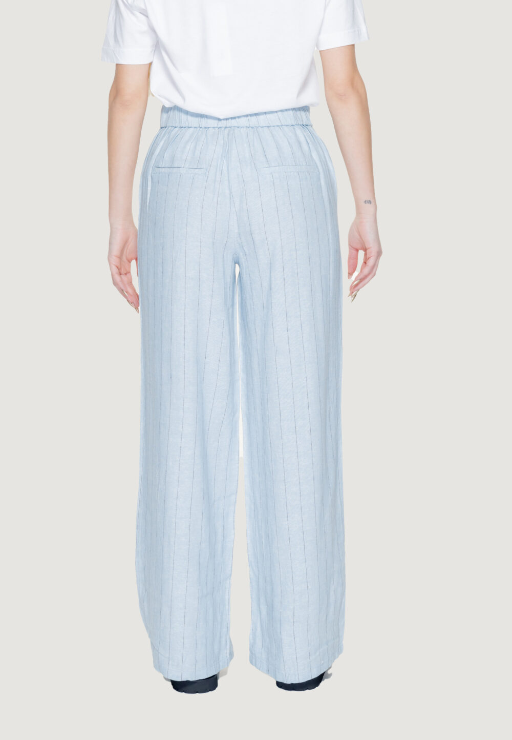 Pantaloni a palazzo Vero Moda vmmindy mw wide pinstripe linen Celeste - Foto 2