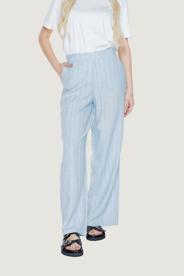 Pantaloni a palazzo Vero Moda vmmindy mw wide pinstripe linen Celeste