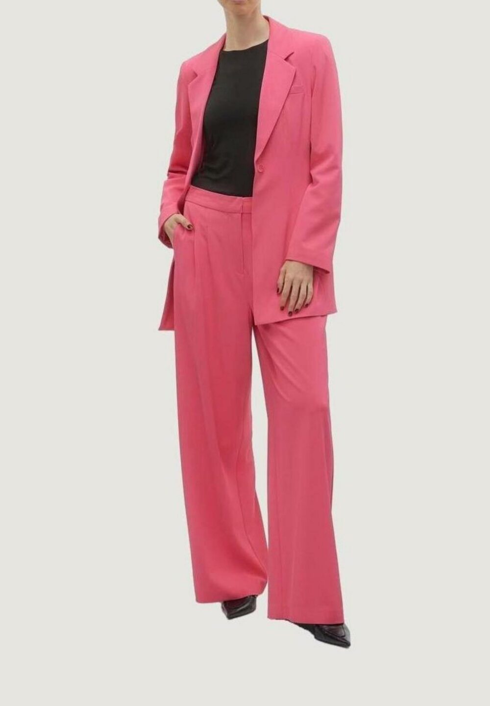 Pantaloni a palazzo Vero Moda vmcharity mw super wide adj waist Fuxia - Foto 3