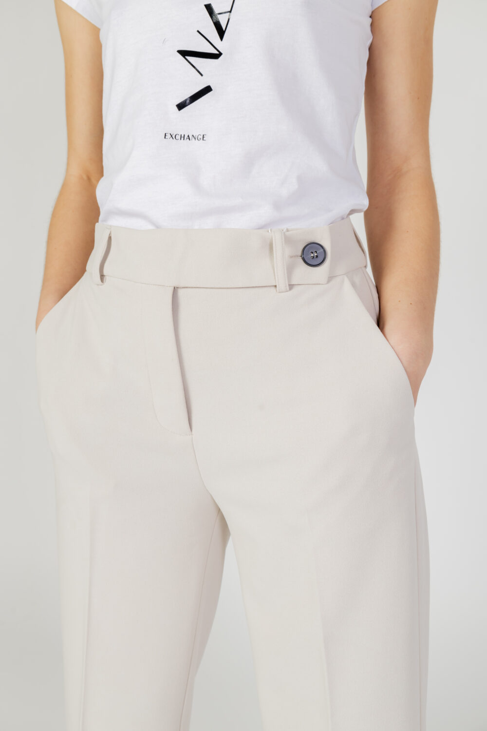 Pantaloni a sigaretta Only onlliv-carolina life hw str cc tlr Beige - Foto 2