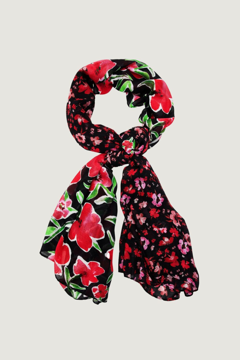 Pashmina Desigual half floral rectangle Nero - Foto 1