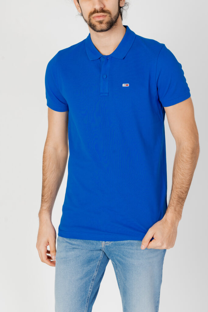 Polo manica corta Tommy Hilfiger Jeans slim placket Blu