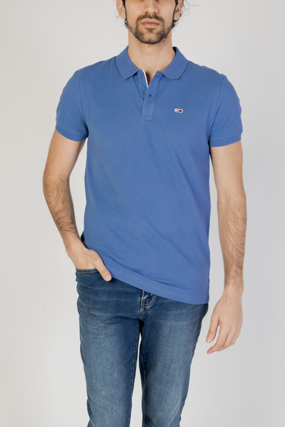 Polo manica corta Tommy Hilfiger Jeans slim placket Indigo - Foto 1