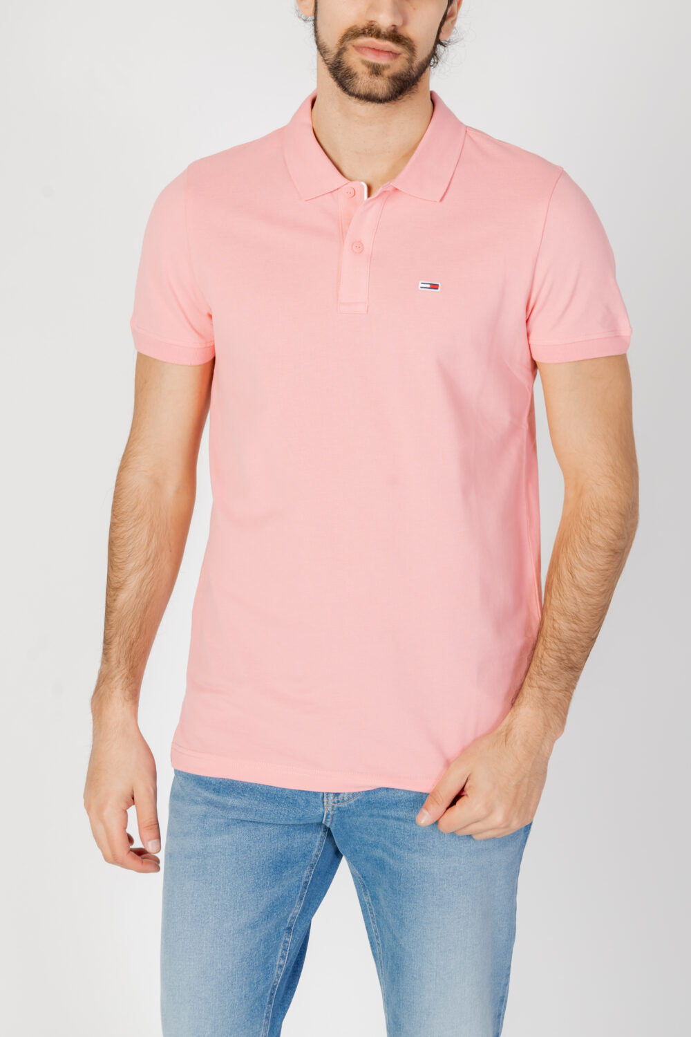 Polo manica corta Tommy Hilfiger Jeans slim placket Rosa - Foto 1