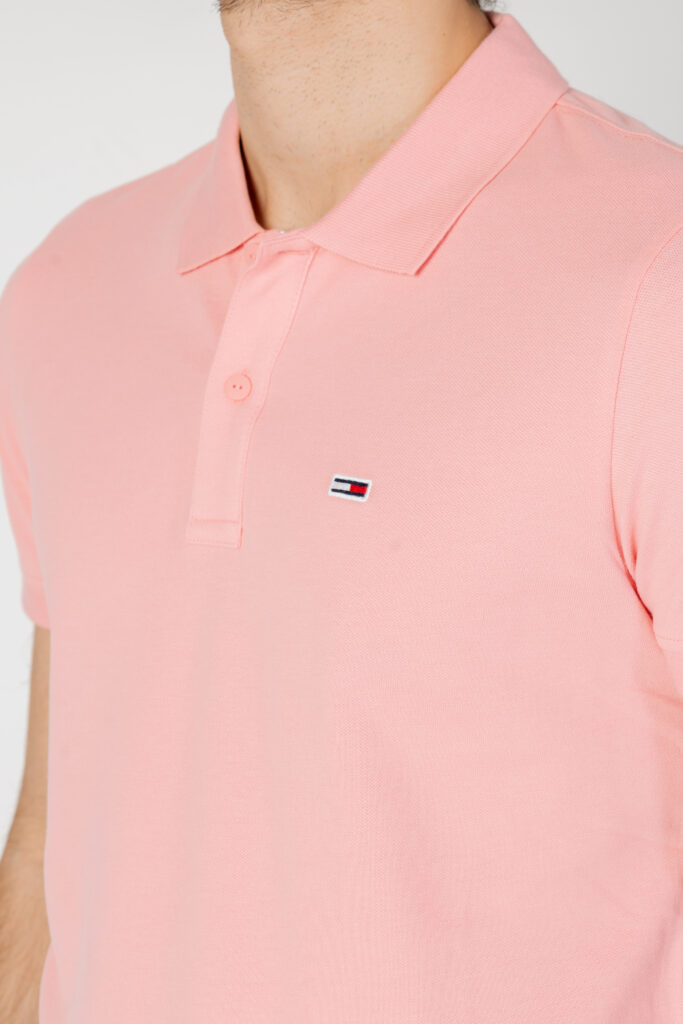 Polo manica corta Tommy Hilfiger Jeans slim placket Rosa