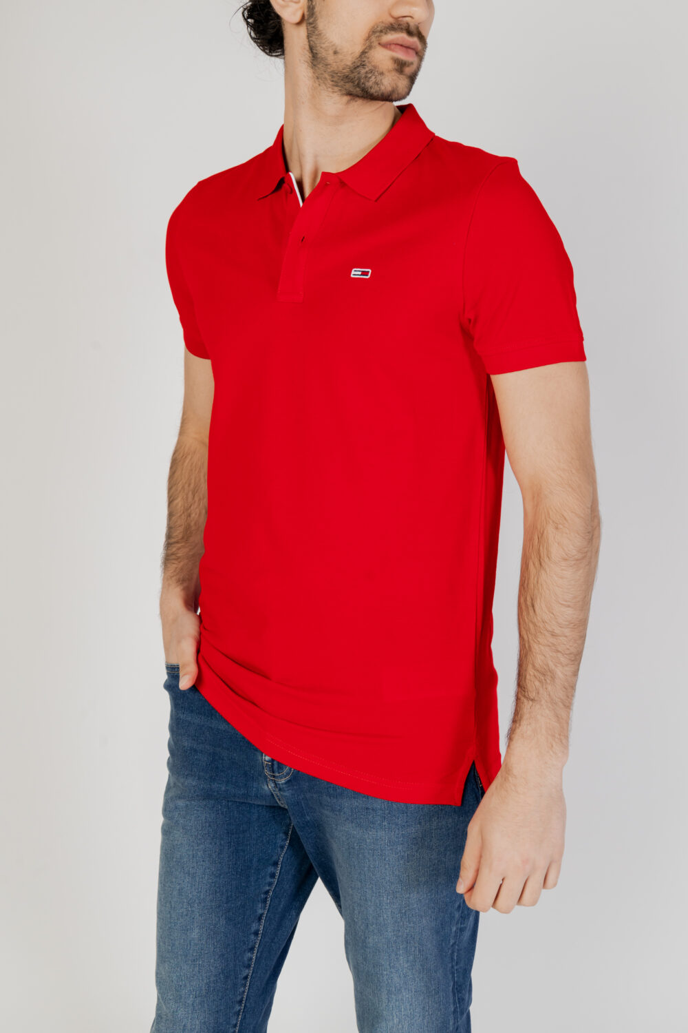 Polo manica corta Tommy Hilfiger Jeans slim placket Rosso - Foto 1