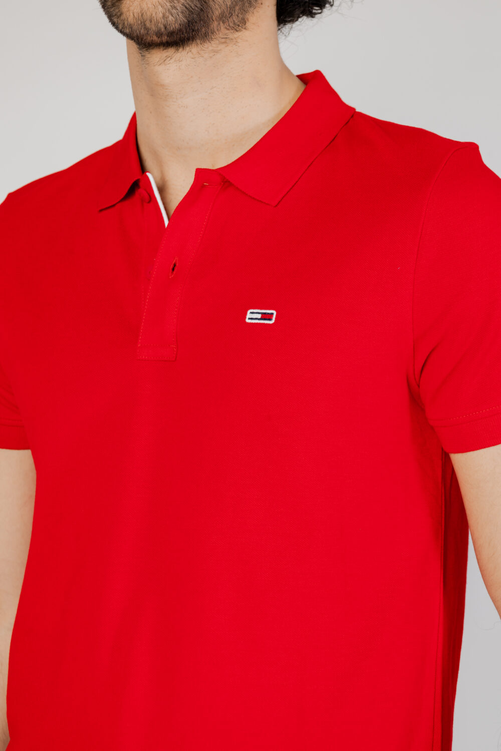 Polo manica corta Tommy Hilfiger Jeans slim placket Rosso - Foto 2