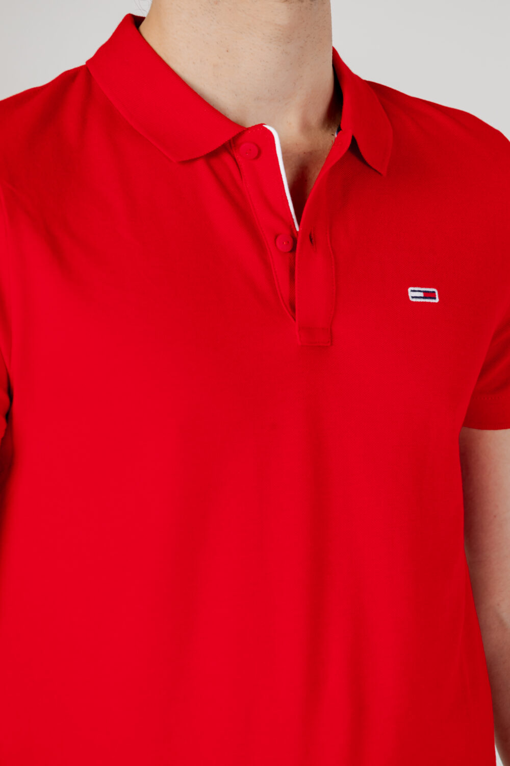 Polo manica corta Tommy Hilfiger Jeans slim placket Rosso - Foto 4