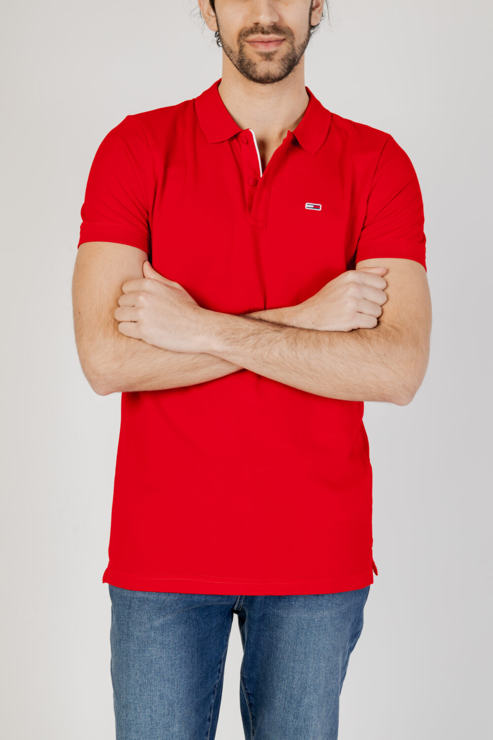 Polo manica corta Tommy Hilfiger Jeans slim placket Rosso - Foto 5