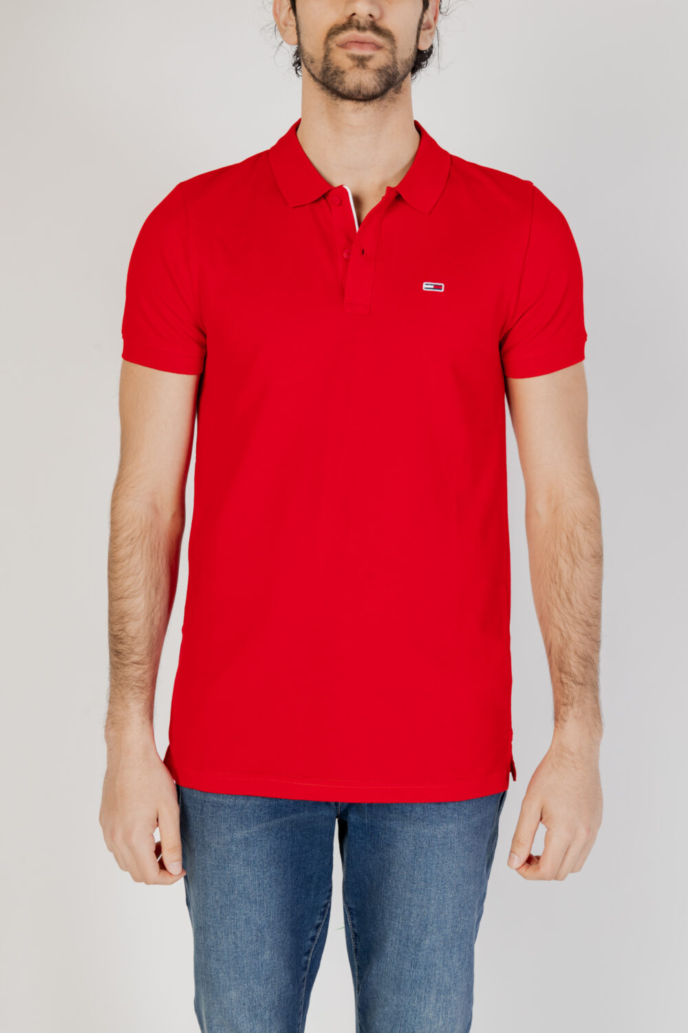 Polo manica corta Tommy Hilfiger Jeans slim placket Rosso - Foto 6