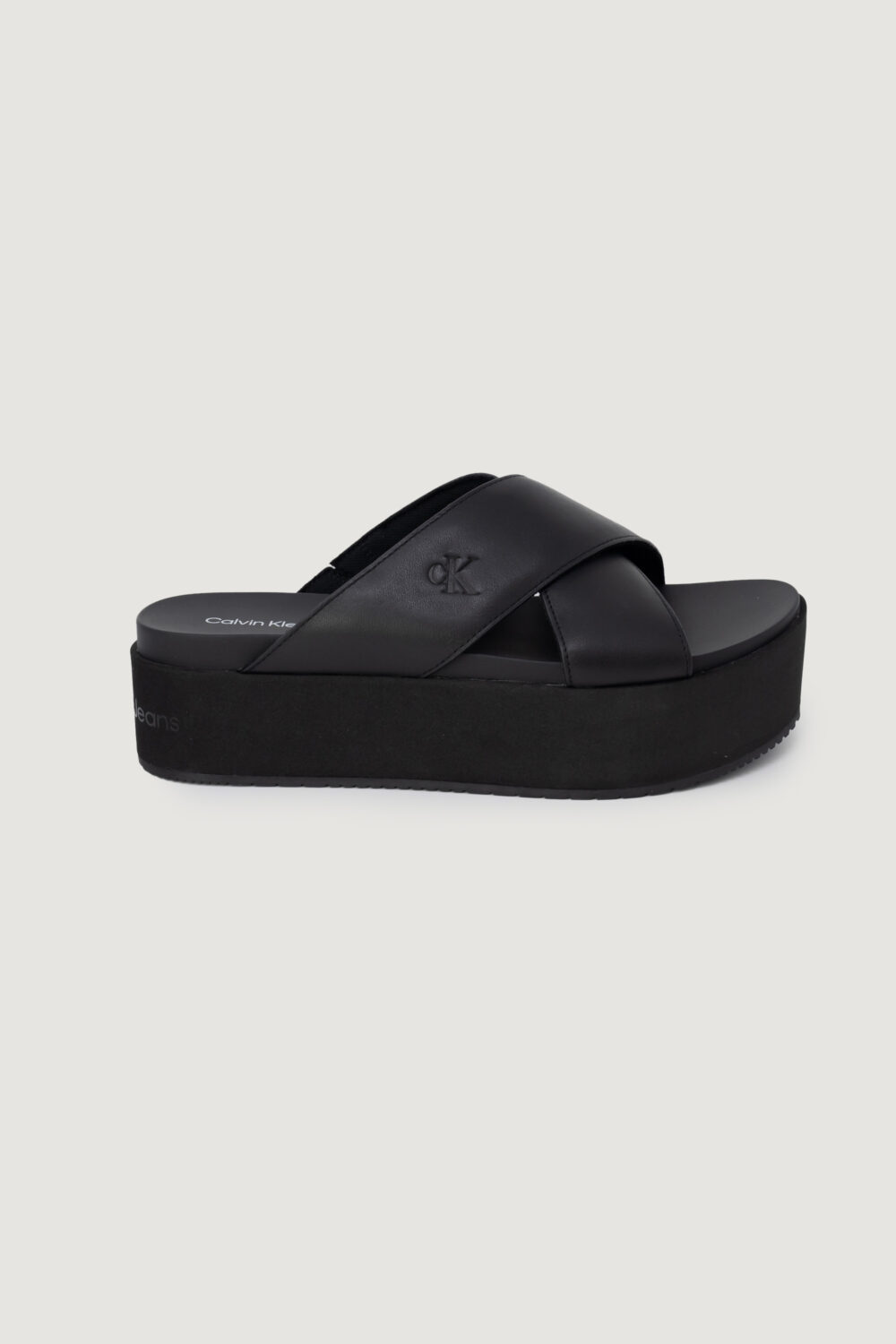 Sandali Calvin Klein Jeans flatform cross mg uc Nero - Foto 1