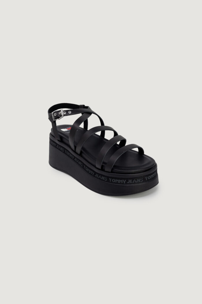 Sandali Tommy Hilfiger Jeans strappy wedge Nero