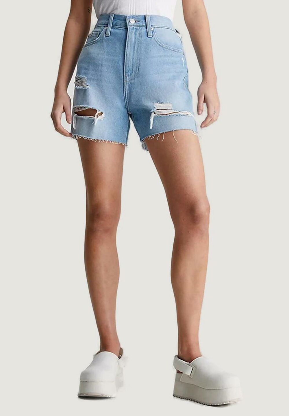 Shorts Calvin Klein Jeans mom Denim chiaro - Foto 1