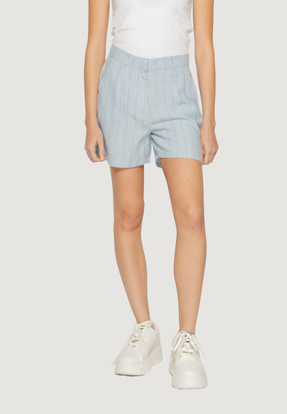 Shorts Vero Moda vmmindy hw pinstripe linen Blu Chiaro - Foto 1