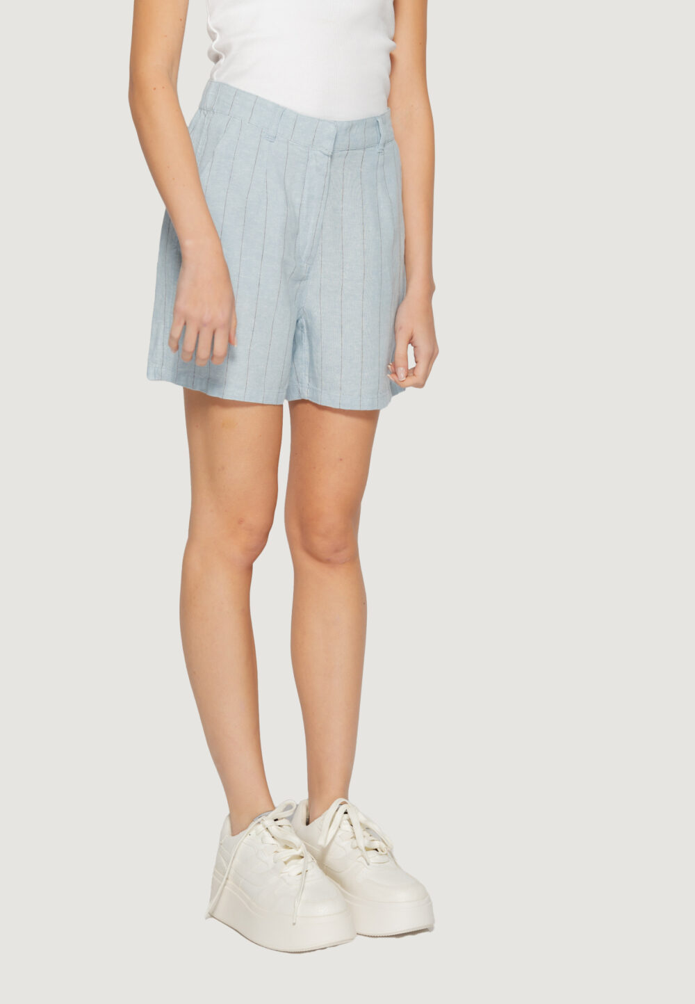 Shorts Vero Moda vmmindy hw pinstripe linen Blu Chiaro - Foto 4