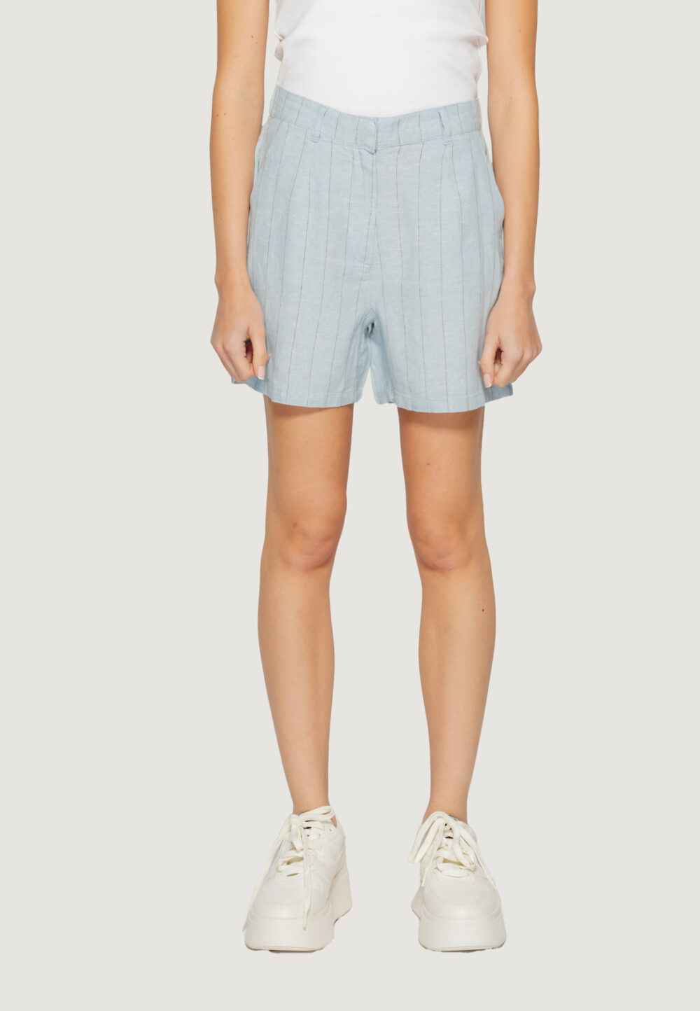 Shorts Vero Moda vmmindy hw pinstripe linen Blu Chiaro - Foto 5