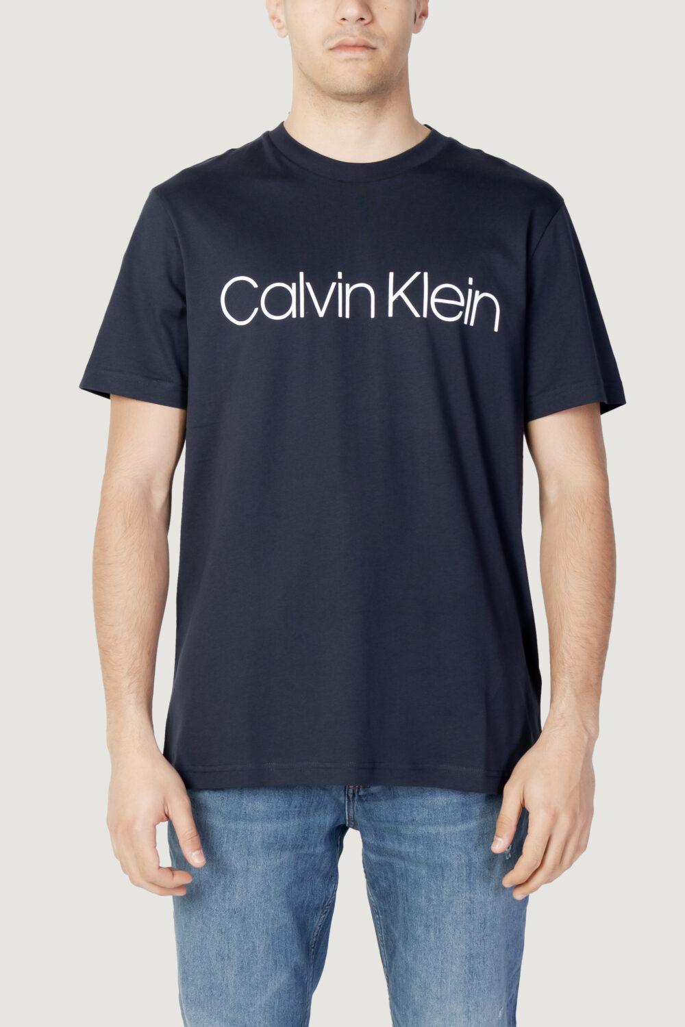 T-shirt Calvin Klein cotton front logo Blu - Foto 1