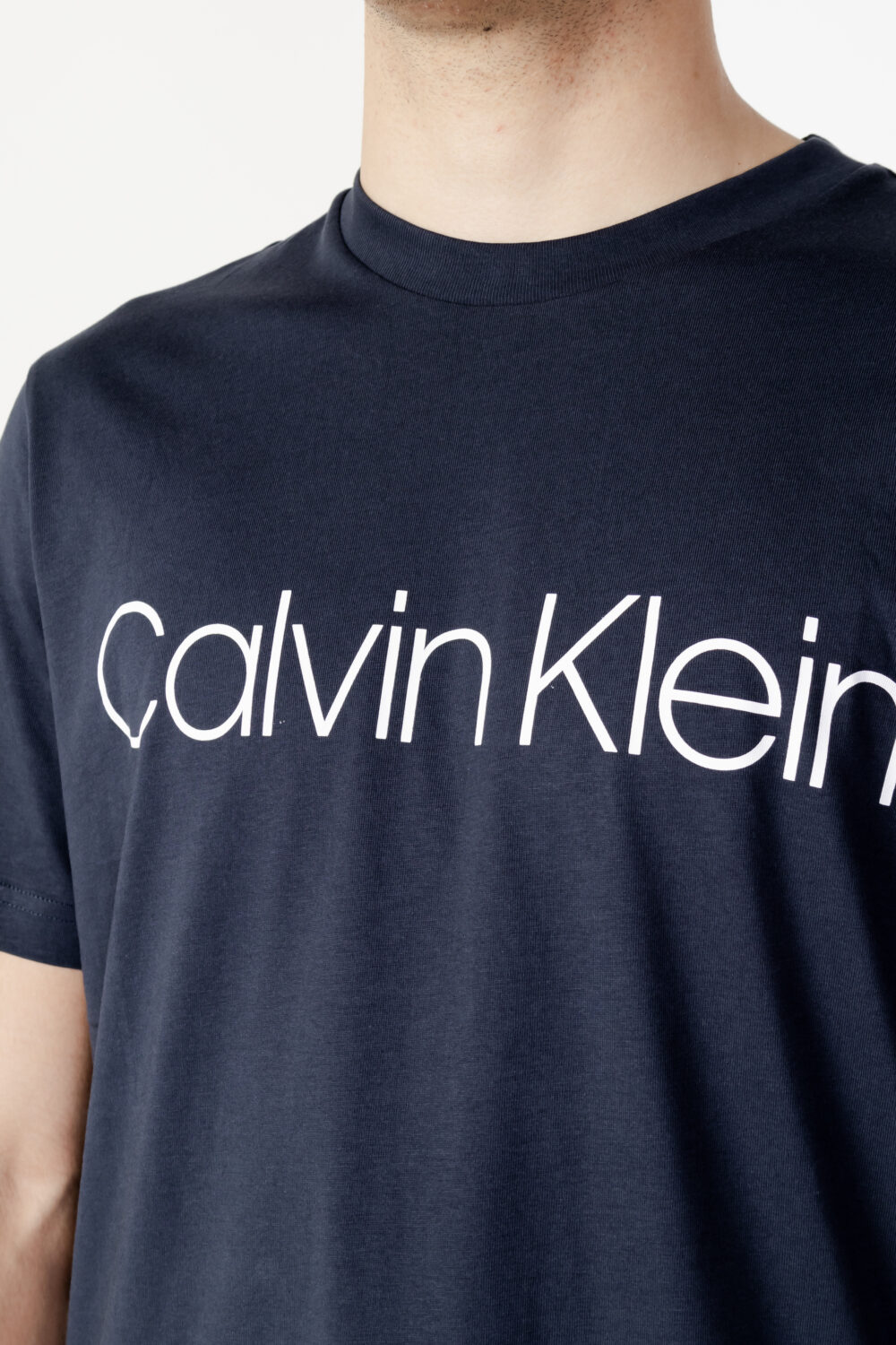 T-shirt Calvin Klein cotton front logo Blu - Foto 2