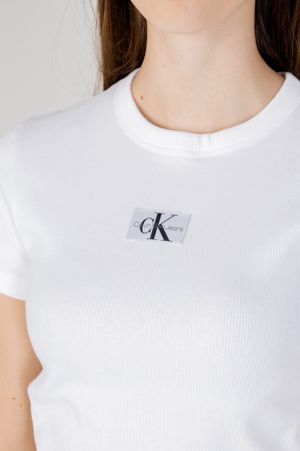 T-shirt Calvin Klein Jeans woven label rib Bianco - Foto 2